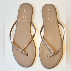 LC Lauren Conrad Honey 2 Latte Flip Flop Sandal Nude Beige Size 8 NWOT